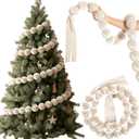 Suncalla 9 ft Extra Large Christmas Velvet Ball Garland Christmas Ornament 2.8 Inch Beads Xmas Hanging Ball Garland Decor for Tree Fireplace Mantel Holiday Party Indoor Outdoor(White)