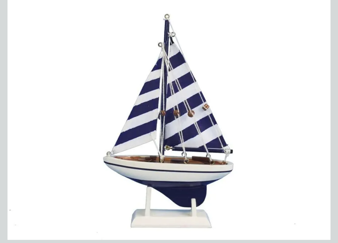 Hampton Nautical Blue Striped Pacific Sailer, 9"