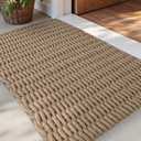 DEXI Jute Door Mat for Front Entryway, 24x35 Braided Woven Doormat Outside Entrance, Dirt Trapper Natural Fiber Entry Mats for Patio, Brown