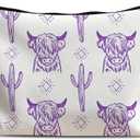 Lacosu Cow Makeup Bag - Leather Cowgirl Stuff, Western Gifts For Women, Multifunctional Makeup Bag 2 Pack
