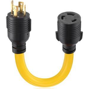 Generator to Welder Adapter NEMA L14-30P to L6-30R 30 Amp 4 Prong Male to 3 Prong Female Adapter Generator Welder EV Charger Power Cord, 10 AWG STW, 1FT, ETL Listed