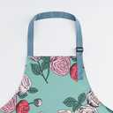 Floral Apron for Women with Pockets, Adjustable Chef Aprons for Kitchen, Cooking, BBQ & Grill (Green)