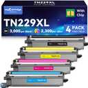 Compatible TN229XL Toner Cartridges Replacement for Brother TN229XL TN229XL TN229 XL use with MFCL3780CDW MFCL3720CDW HLL3220CDW HLL3280CDW HLL3300CDW Printer (BK/C/M/Y4 Pack)