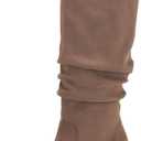 Huiyuzhi Womens Pointed Toe Mid Chunky Heel Side Zipper Knee High Boots Tall Booties (8, Dark Brown)