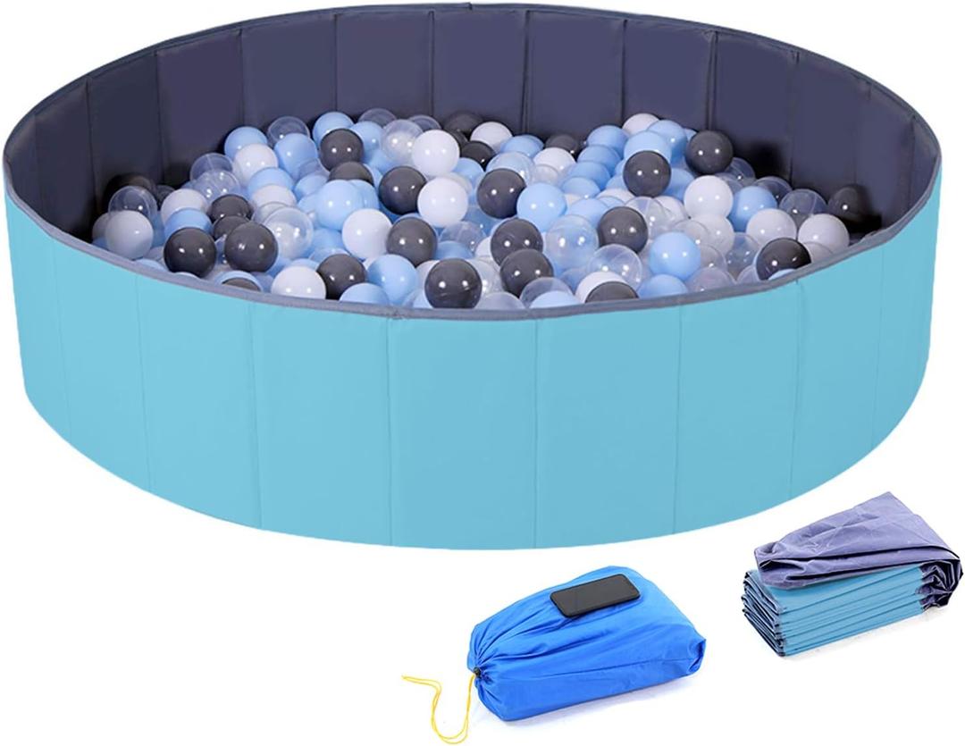 4 Feet Ball Pit for Kids/Baby Play Yard/Fence, Holds Over 600 Balls, Folding Portable, No Need Inflate, More Than 12 Sq.ft Play Space, Light Blue