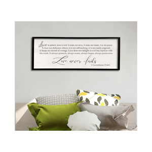 Comurdyo Love Is Patient, Kind Wall Art Decor - 40" X 15" Master Bedroom Above Bed Sign - 1 Corinthians 13 Bible Verse Scripture Christian Religious Family Wall Hanging (Black)