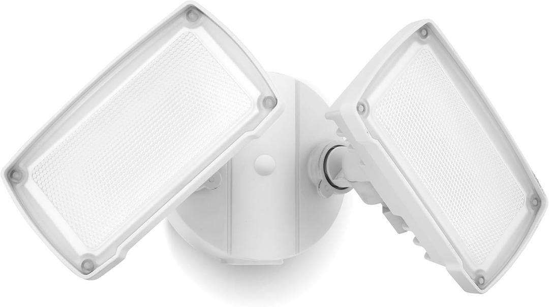 LUTEC 32W 3500LM Integrated Dual-Head LED Flood Light Outdoor,Switch Controlled LED Security Light,5000K Wall Mount Exterior Flood Light,P65 Waterproof for Garage, Yard, Patio-White