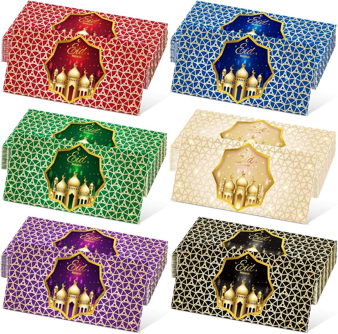 Zhanmai 24 Pcs Eid Mubarak Money Envelopes 7 x 3.15 Inch Ramadan Cash Gift Card Holders Eid Gold Foil Greetings Pockets for Eid Holiday Party Supplies Celebrations Decorations (Horizontal)