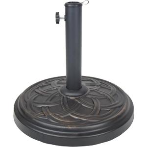 Oakland Living Round 33 lb Concrete Patio Umbrella Stand, Antique Black and Bronze,4235-US33-AB