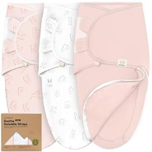 Baby Swaddle Sleep Sacks with Zipper - 3-Pack Newborn Swaddle Sack, Baby Swaddles Sleep Sack 0-3 Months, Wearable Blanket Baby, Baby Swaddle Blanket Wrap, Swaddle Sack, Easy Change Swaddle(ABC Land Rose)