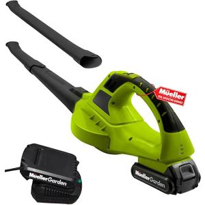 Mueller UltraStorm Cordless Leaf Blower, 20 V Powerful Motor, Electric Leaf Blower for Lawn Care, Battery Powered Leaf Blower Lightweight for Snow Blowing (Battery & Charger Included) Green