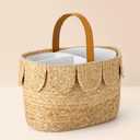 Baby Diaper Caddy Organizer Scalloped Rattan Basket with Handle and Removable Divider Diaper Caddy Basket Handmade Wicker Woven Scalloped and Nursery Storage for Baby Shower Gifts Newborn