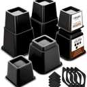 Utopia Bedding Bed Riser, 3 & 5 Inches Adjustable Furniture Risers for 8 Inch Combined Furniture Lift, Under Bed Storage & Dorm Room Essential, Supports Up to 1,300 lbs (4 Set, Black)