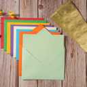 50 Pack A7 Colorful Envelopes with 5x7 Blank Heavy Colored Folded Cardstock and Gold Stickers for Greeting Cards, Wedding, Birthday Party, Baby Showers, Invitations (5x7)