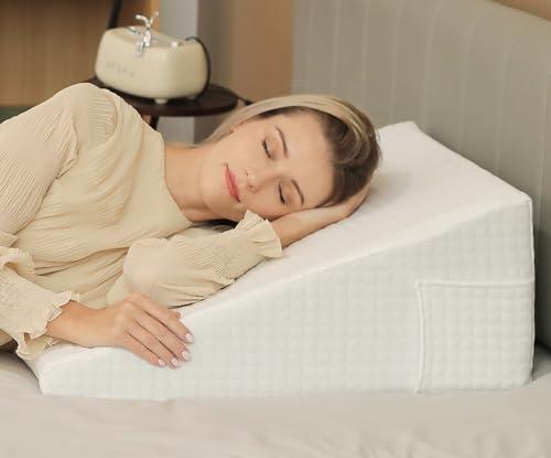 LOSKIA 8" Wedge Pillow for Sleep Apnea/Acid Reflux Relief/Seniors, Wedge for Bed to Elevate Head, Acid Reflux Pillow, with Memory Foam Top Bed Wedge Pillow for Sleeping,Reading,Rest,Leg Elevation LOSKIA 8" Wedge Pillow for Sleep Apnea/Acid Reflux Relief/Seniors, Wedge for Bed to Elevate Head, Acid Reflux Pillow, with Memory Foam Top Bed Wedge Pillow for Sleeping,Reading,Rest,Leg Elevation