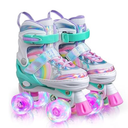HISULIV Roller Skates for Kids Ages 5 6 8 12 Year Old 4 Size Adjustable Quad Roller Skates for Girls Boys Toddler with Light Up Wheels Best Children Gift for Beginners Indoor Outdoor Sports Pink