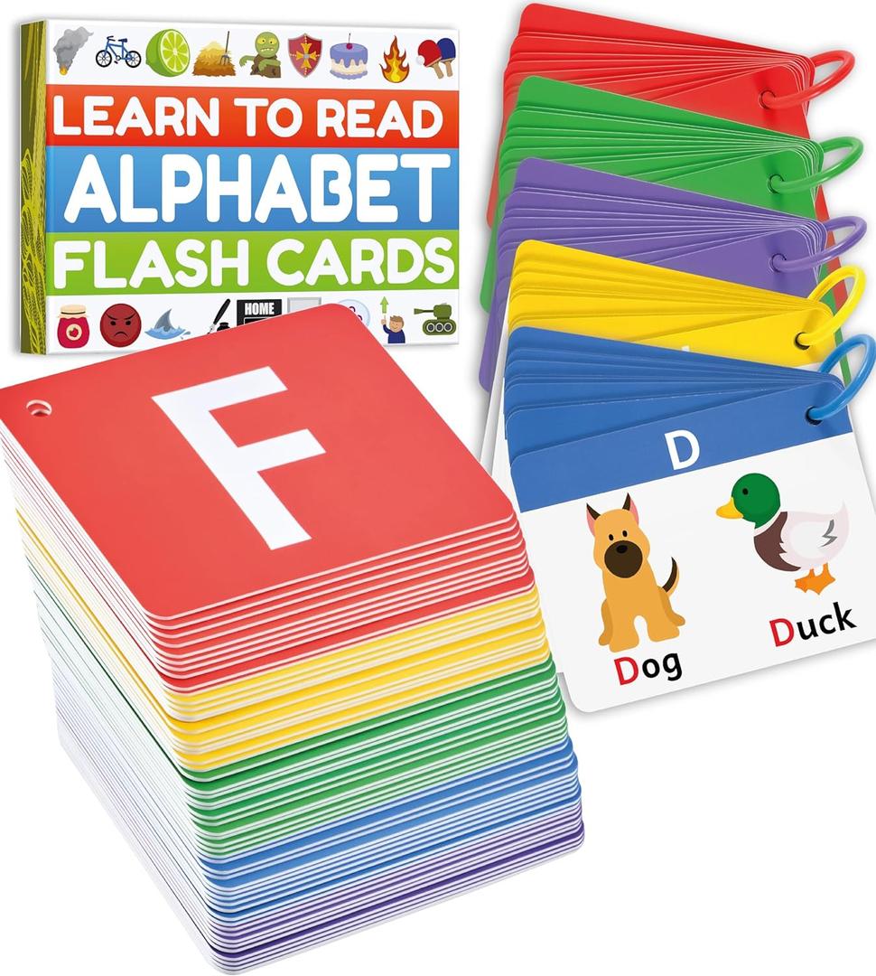THE BAMBINO TREE Alphabet Flash Cards - Thick ABC Flash Cards for Kids Ages 3-6 - Lowercase & Uppercase Letter Recognition Learning Game