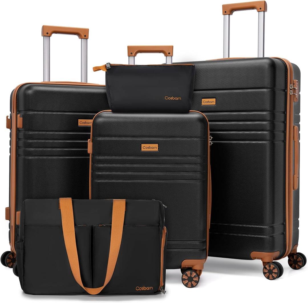Cosbarn Luggage Sets 5 Piece, Hardshell Suitcase with Spinner Wheels, 28 inches
