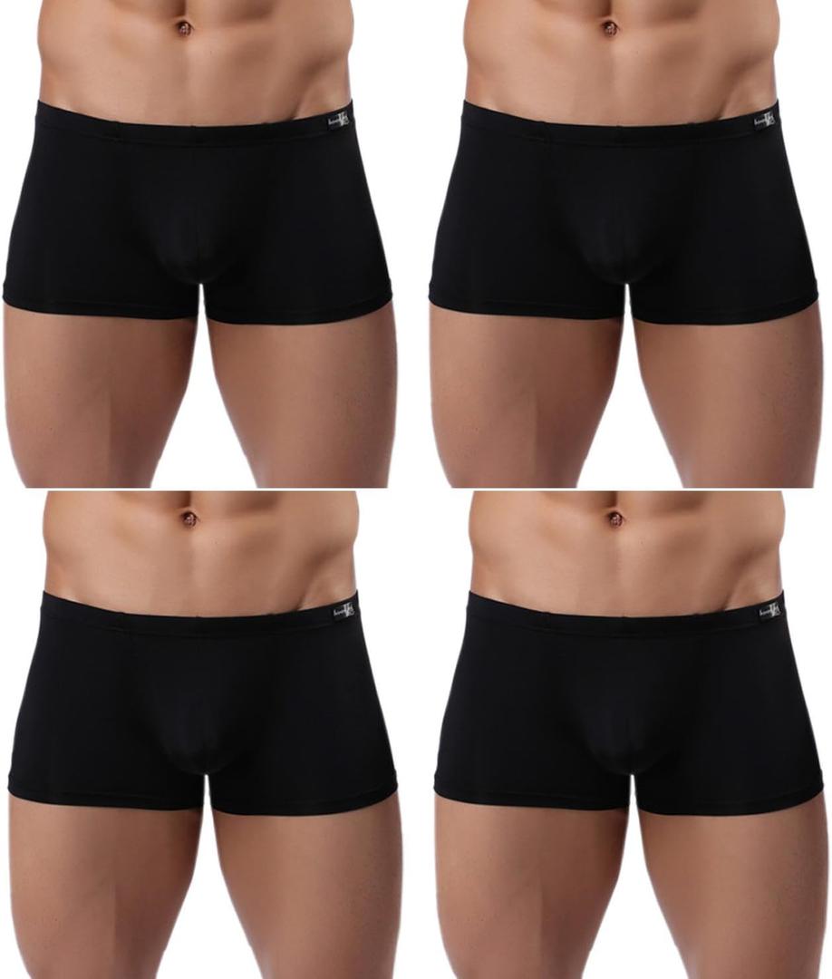 Mens Silky Underwear Short Leg Boxer Briefs Pack Health to Wear (Large)
