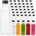 Ferrochef 50 Pack 12 oz Plastic Juice Bottles with Caps,PET,Black