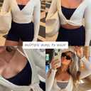 LASLULU Womens Tie Front Pilates Wrap Top Long Sleeve Workout Tops Bolero Shrugs Crop Cardigan Yoga Ballet Cover up Tops Pilates Outfits (Navy Blue, X-Large)
