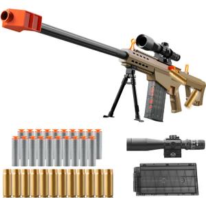 Soft Bullet Toy Gun Dart Foam Pellet Blasters Shell ejecting Shotgun Cool Stuff Gifts for boy Age 8+ 9 10 11 12 Year Old Kid Shooting Game with Scope Sniper Rifle (Sand Colored)