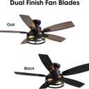 46 Inch Ceiling Fans with Lights and Remote Control, Flush Mount Black Ceiling Fan with Light, Industrial Retro Style, Indoor for Bedroom Living Room 8837X