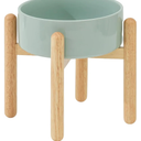 Ceramic 8.2 Inch Raised Dog Bowl with Stand for Large - Breed Dogs, Pet Food and Water Feeder(Single Bowl with Stand - Light Green)