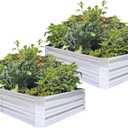 Galvanized Raised Garden Beds 2-Pack (6x3x1ft Each) Popular Heavy-Duty Metal Planter Box with 4 Support Bars for Vegetables, Herbs, Flowers, Space-Saving Size for Small Yards & Patios