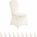 LZY 10pcs Spandex Chair Cover Stretch Slipcovers for Wedding Party, Dining Banquet Chair Decoration Covers (Ivory, 10)
