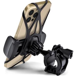Bike & Motorcycle Phone Mount - for iPhone 16 Pro Max (15, 14, SE, Plus), Galaxy s25 or Any Cell Phone - Universal Handlebar Holder for ATV, Bicycle & Motorbike. +100 to Safeness & Comfort (Impact Resistant Plastic)