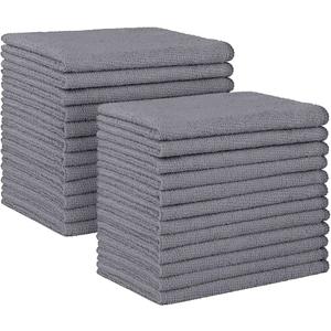 HOMEXCEL Grey Microfiber Cleaning Cloth, 24 Pack Absorbent Cleaning Rags, Lint-Free, Streak-Free Cleaning Towels for Car Kitchen House, 12"X11" [Amazon-developed Certification] Compact by Design