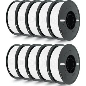 Kingroon PETG 3D Printer Filament, 10 Rolls, Dimensional Accuracy +/- 0.03 mm, 10kg Spool(22lbs), 1.75 mm, White