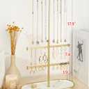Jenseits Gold Jewelry Organizer Stand with Ceramic Tray  Cute Jewelry Holder for Necklaces, Earrings, Rings & Bracelets, Decorative Jewelry Display for Vanity Dresser, Great Gift for Women & Girls