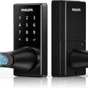 Philips Wi-Fi Smart Door Lock with Handle, Keyless Entry Door Lock, Fingerprint Door Knob, App Remote Control, Auto-Lock, Keypad Deadbolt with Lever for Front Door and Bedrooms, Security Easy Install