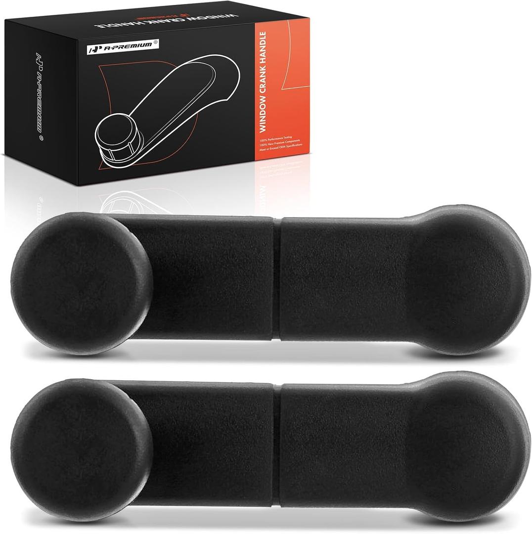A-Premium 2 Pcs Window Crank Handles Compatible with Ford F-150 Heritage, F-250/F-350/F-450/F-550 Super Duty, E-150, E-250, Ranger & Lincoln Mark LT & Mazda B2300, Textured Black, Left and Right Side