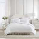 Laura Ashley - King Comforter, Reversible Bedding Set with Matching Shams, Dorm Essentials (Eyelet Ruffle White, King)
