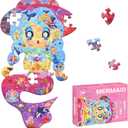 GIVEITALL Irregular Jigsaw Puzzles for Kids Ages 4-6 6-8 8-10 10-12 Year Old,Mermaid Puzzle 70 Pieces Enlightening Puzzle Game Creative Gift for Boys Girls (Mermaid)