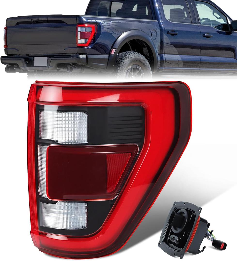 Tail Light Compatible with 2021 2022 2023 Ford F150 Tremor/Raptor/Raptor R W/Blind Spot LED Taillights Assembly Rear Lamp OE# NL3Z13404E (Black Housing&Right Passenger Side)