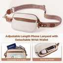 Tiostep Clip and Go Strap for Phone with Wallet Crossbody Phone Lanyard Adjustable and Anti-Theft Leather Purse with RFID Zipper Pouch for Travel Daily Life. Medium White-Brown