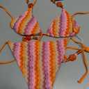 ZAFUL Women's Bikini Sets Beads Triangle Swimsuits 2 Piece String High Cut Cheeky Bathing Suits (M)