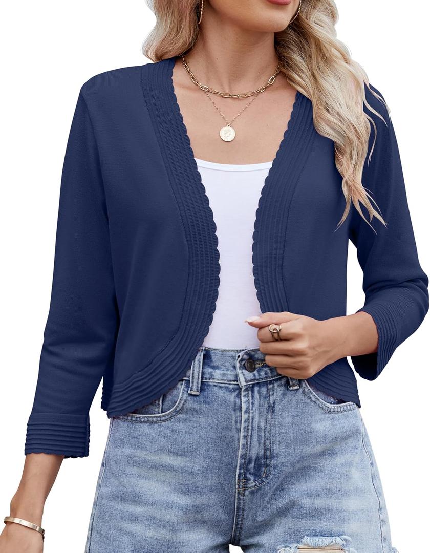 Women's Long Sleeve Knitted Cardigan Solid Color Open Front Tops Shrug L