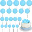 BEISHIDA 20 PCS Baby Blue Mini Ball Cake Toppers Foam Cake Balls Decoration Supplies for Happy Birthday Anniversary Wedding Baby Shower Cake Decorations