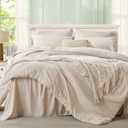 Anluoer Beige King Comforter Set 7 Pieces, Bed in a Bag with Sheets, All Season Bedding Sets with 1 Comforter, 2 Pillow Shams, 2 Pillowcases, 1 Flat Sheet, 1 Fitted Sheet | Softness, High Quality, Warmth, Comfort, OEKO