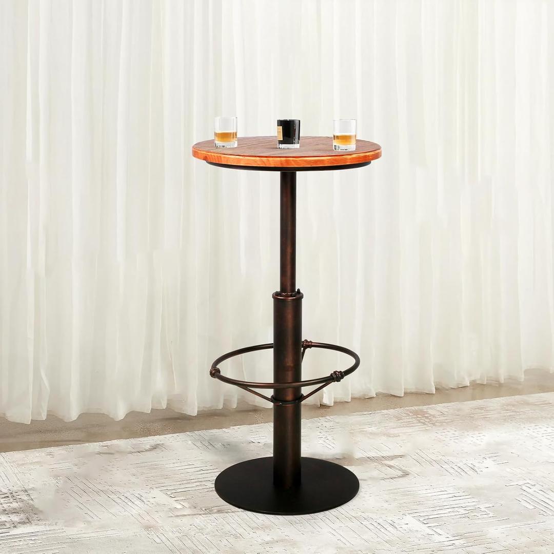 Industrial High Pub Table 42" Vintage Bar Dinner Table for Home Kitchen Farmhouse Round Coffee Table Rustic Cocktail Table for Parties (Copper)