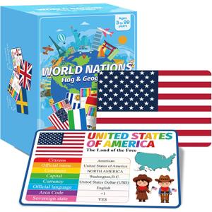 Countries of The World Flashcards Country Flag Continent Capital Language Learning Flash Cards Laminated Geography Culture Educational Cards Game Gift for Adults Family Classroom Teachers Students