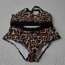 Womens High Waisted Bikini Sets Sporty Crop Top Color Block Swimwear Bandeau Scoop Neck Vintage Two Piece Bathing Suits M