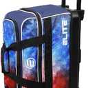 ELITE Basic Bowling Bag Double (2) Ball Roller with Rolling Wheels (Red/White/Blue)