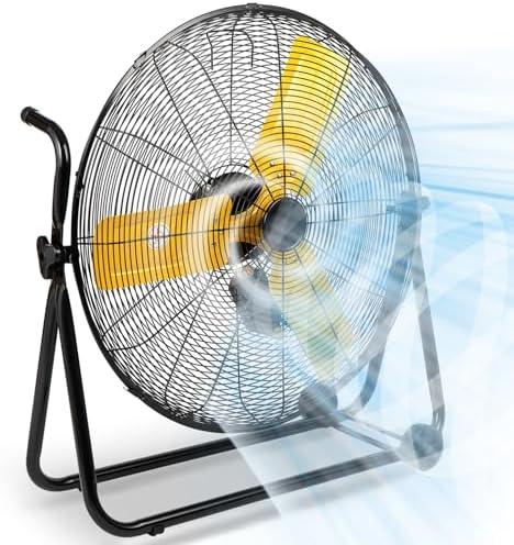 24 Inch High Velocity Industrial Fan 8500 CFM Heavy Duty Outdoor Fan 3-Speed 360 Degree Adjustable Tilt, Metal Floor Fans with Aluminum Blades for Workshop Patio Commercial Factory Garage - UL Listed