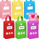 Libima 6 Pcs Valentine Felt Mailbox for Kids Classroom Exchange Gifts Holiday Card Box with 6 Cards 6 x 10 x 3 Inch Hanging Mailbox for Valentine Party Favor Supplies (Multicolor)